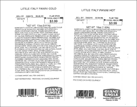 Giant Eagle Voluntarily Recalls Little Italy Paninis Due to an Undeclared Egg Allergen
